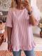 Womens Striped Loose-fit Casual Ruffled-edge Blouse