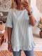 Womens Striped Loose-fit Casual Ruffled-edge Blouse