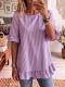 Womens Striped Loose-fit Casual Ruffled-edge Blouse