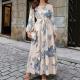 Loose-fitting High-waisted Drawstring Casual Long-sleeve Dress
