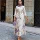 Loose-fitting High-waisted Drawstring Casual Long-sleeve Dress