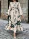 Loose-fitting High-waisted Drawstring Casual Long-sleeve Dress