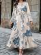 Loose-fitting High-waisted Drawstring Casual Long-sleeve Dress