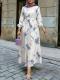 Loose-fitting High-waisted Drawstring Casual Long-sleeve Dress