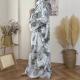 Ink-wash Full-body Print Robe Cardigan Elegant Long Tunic