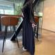 Womens Solid-Color Crew-Neck Long-Sleeve Loose-Fit Casual Dress