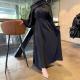 Womens Solid-Color Crew-Neck Long-Sleeve Loose-Fit Casual Dress