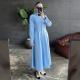 Blue Casual And Elegant Straight-leg Long-sleeve Shirt Dress