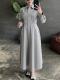 Blue Casual And Elegant Straight-leg Long-sleeve Shirt Dress