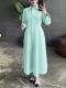 Blue Casual And Elegant Straight-leg Long-sleeve Shirt Dress