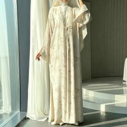 Printed Robe Womens SpringAutumn Loose Outerwear Cardigan Ethnic-Style Dress