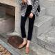 Black Plus Velvet Smoke Pipe Jeans Leggings