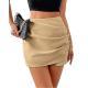 Womens Pleated Wrap Asymmetrical High-Waist Casual Shorts