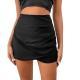 Womens Pleated Wrap Asymmetrical High-Waist Casual Shorts
