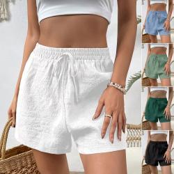 Niche Solid-Color Elastic-Waist Lace-Up Casual Shorts