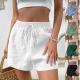Niche Solid-Color Elastic-Waist Lace-Up Casual Shorts