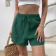 Niche Solid-Color Elastic-Waist Lace-Up Casual Shorts