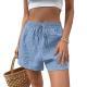 Niche Solid-Color Elastic-Waist Lace-Up Casual Shorts