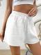Niche Solid-Color Elastic-Waist Lace-Up Casual Shorts