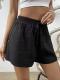 Niche Solid-Color Elastic-Waist Lace-Up Casual Shorts