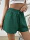 Niche Solid-Color Elastic-Waist Lace-Up Casual Shorts