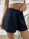 Niche Solid-Color Elastic-Waist Lace-Up Casual Shorts
