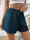 Niche Solid-Color Elastic-Waist Lace-Up Casual Shorts