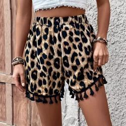Womens Casual High-Waist Wide-Leg Shorts With Elastic Waist