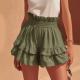 Fashionable Cinched Waist Ruffle Trim Casual Shorts