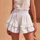 Fashionable Cinched Waist Ruffle Trim Casual Shorts