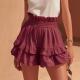 Fashionable Cinched Waist Ruffle Trim Casual Shorts
