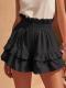 Fashionable Cinched Waist Ruffle Trim Casual Shorts
