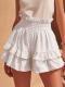 Fashionable Cinched Waist Ruffle Trim Casual Shorts