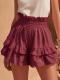 Fashionable Cinched Waist Ruffle Trim Casual Shorts