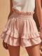 Fashionable Cinched Waist Ruffle Trim Casual Shorts