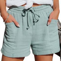 2026 European And American Cross-border New Summer Womens Clothing Amazon Wish High-Waisted Belted Loose Wide-Leg Short Pants For Women