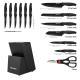 15-Piece Color-Coded Kitchen Knife Set With High-Carbon Chef Knives, Ergonomic Black Non-Slip TPR Soft Handles, And Built-In Knife Sharpener