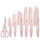 Kitchen Knife Set With Guards, 13 Piece Pink Non-Stick Boxed Knives Set, Anti-Rust And Dishwasher Safe, 6 Knives With 6 Blade Covers And Kitchen Shears