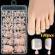 120 Pieces French White Edge Feet Nude Full Square Short High-grade Toe Nail Piece