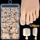 120 Pieces French White Edge Feet Nude Full Square Short High-grade Toe Nail Piece