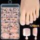 120 Pieces French White Edge Feet Nude Full Square Short High-grade Toe Nail Piece