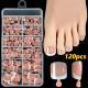 120 Pieces French White Edge Feet Nude Full Square Short High-grade Toe Nail Piece