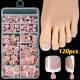 120 Pieces French White Edge Feet Nude Full Square Short High-grade Toe Nail Piece