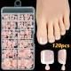 120 Pieces French White Edge Feet Nude Full Square Short High-grade Toe Nail Piece