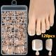 120 Pieces French White Edge Feet Nude Full Square Short High-grade Toe Nail Piece