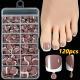 120 Pieces French White Edge Feet Nude Full Square Short High-grade Toe Nail Piece