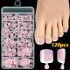 120 Pieces French White Edge Feet Nude Full Square Short High-grade Toe Nail Piece