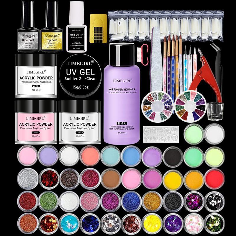 Acrylic Powder Crystal Liquid White French Nail Tip 42 Colors Dance Suits Bottom Rubber Seal Layers