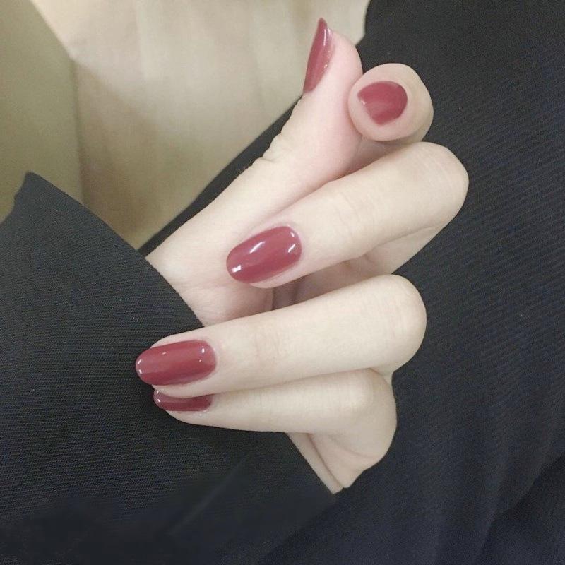 Dark Cameo Brown Round Head Long Nail Sticker