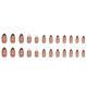 Almond Nail Shiny Gold Foil Color-blocking Leopard Print White Fake Nails